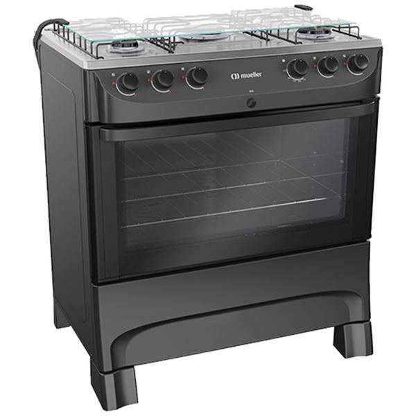 Fogão Mueller 5 Bocas MFI5BB Automático Mesa de Inox Forno 81,6L — foto do produto em fundo branco