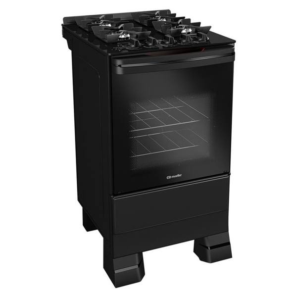 Fogão Mueller MFV4BF 4 Bocas Automático Mesa de Vidro Forno Total Clean — foto do produto em fundo branco