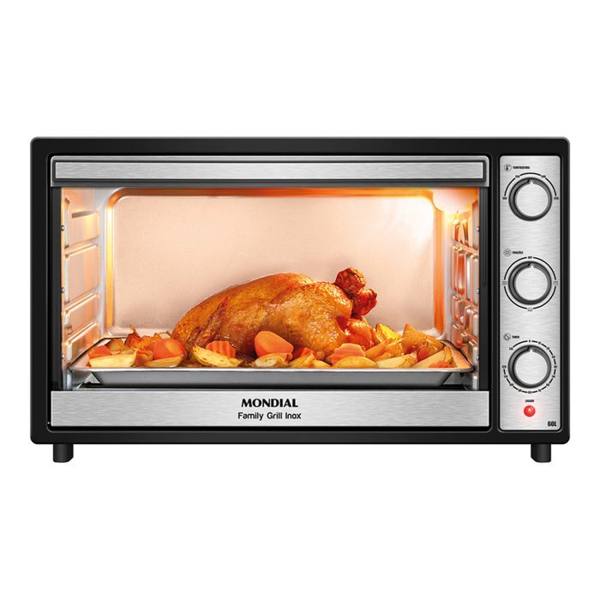 Forno Elétrico 60L Mondial Family Grill Inox Bivolt — foto do produto em fundo branco