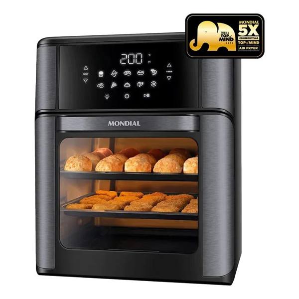 Fritadeira Elétrica AFON-12L-BG Forno Oven 12 Litros Preto Mondial — foto do produto em fundo branco