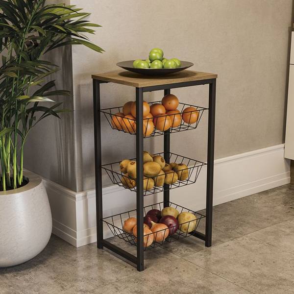 Fruteira Organizadora 40cm 3 cestos LI035 Kappesberg — foto do produto em fundo branco