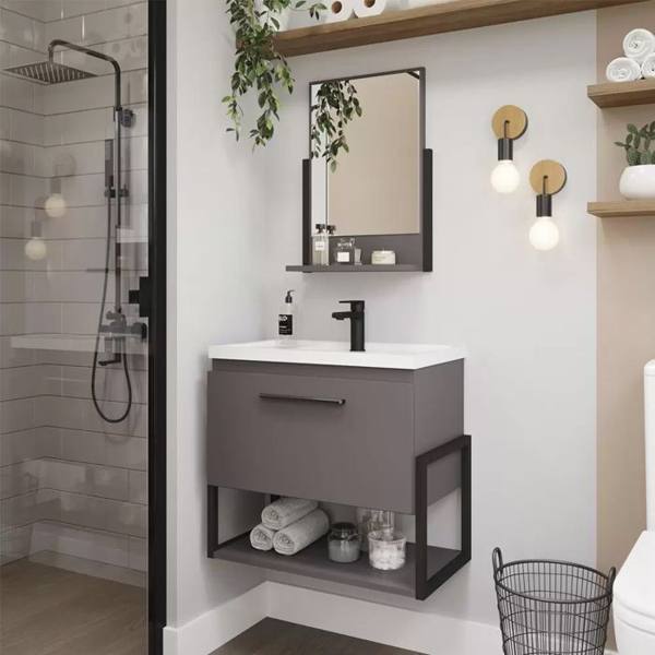 Gabinete para Banheiro 1 Porta Basculante com Espelheira MDF Ipanema MGM — foto do produto em fundo branco