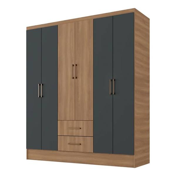 Guarda Roupa 6 Portas 2 Gavetas 9 Prateleiras E Cabideiro — foto do produto em fundo branco