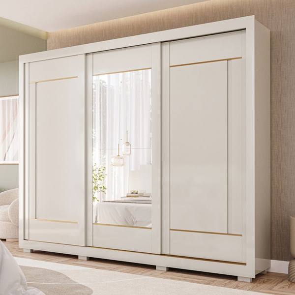 Guarda-Roupa Casal 3 Portas Correr 6 Gavetas Valentina Panan — foto do produto em fundo branco