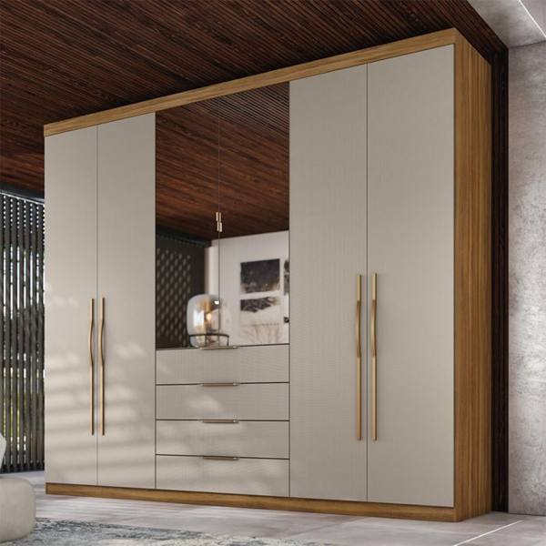 Guarda-Roupa Casal 6 Portas 4 Gavetas Giardino Demóbile Roupeiro — foto do produto em fundo branco