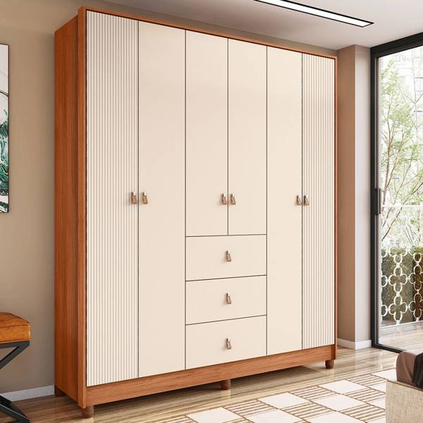 Guarda-Roupa Casal 6 Portas Bater 3 Gavetas Caemmun Intense Roupeiro — foto do produto em fundo branco
