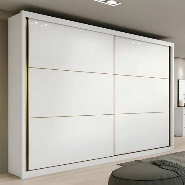 Guarda-roupa Casal MDF 2 Portas Corrediças Branco 6 Gavetas Móveis Lopas — foto do produto em fundo branco