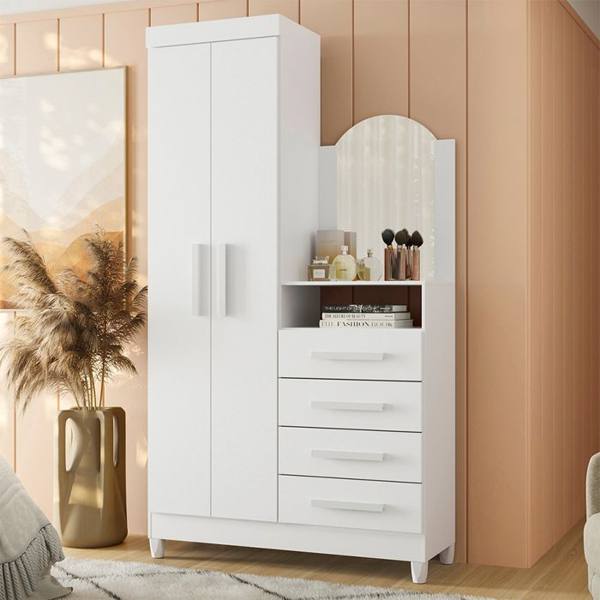 Guarda Roupa Cômoda 2 Portas 4 Gavetas New Capri Albatroz — foto do produto em fundo branco