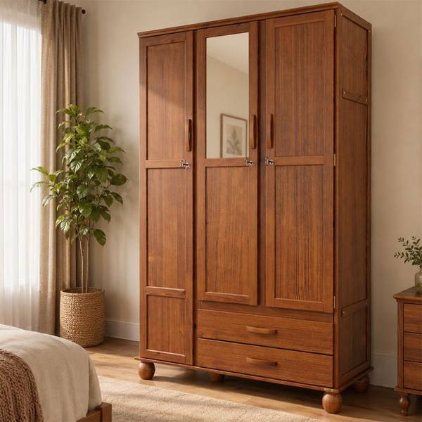 Guarda-Roupa Solteiro 3 Portas Bater 2 Gavetas Clean Serpil Roupeiro — foto do produto em fundo branco
