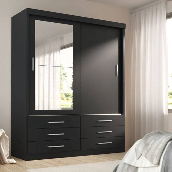 Guarda Roupa Tonielque Móveis GR Capri 2P/Esp Onix — foto do produto em fundo branco