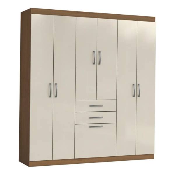 Guarda Roupas Casal 7 Portas 2 Gavetas Lisboa Aramóveis Cor Atac/areia GR7P2G 20 5140 — foto do produto em fundo branco