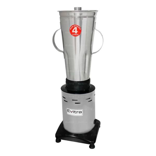 Industrial 4 Litros Alta Rotação Potente Turbo Jarra de Aço Inoxidável Preto e Prata Evitra — foto do produto em fundo branco