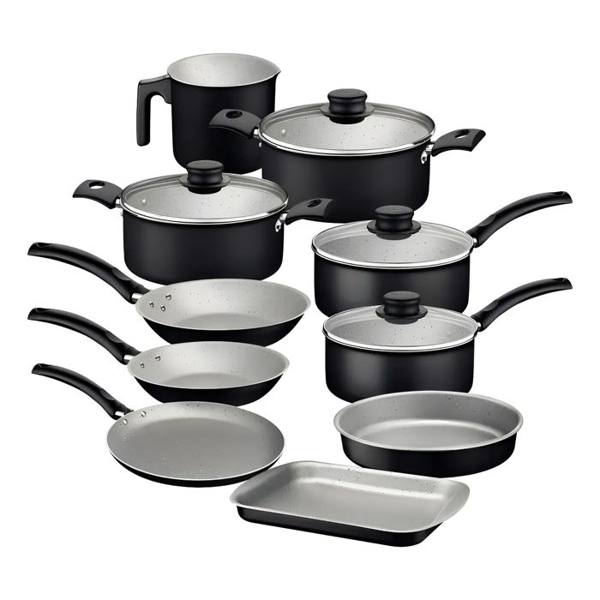 Jogo De Panelas Tramontina Antiaderente Turim 10 Pç Preto — foto do produto em fundo branco