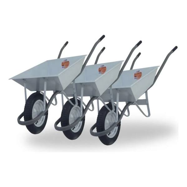 Kit 3 Carrinhos De Mão Chapa 20 Reforçado Obra Carga 125kg — foto do produto em fundo branco
