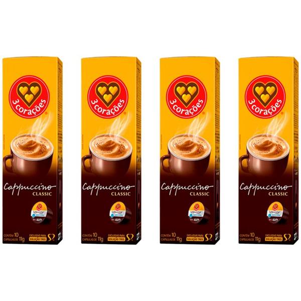 Kit Cápsulas de Café Três Corações Cappuccino 40 Unidades — foto do produto em fundo branco