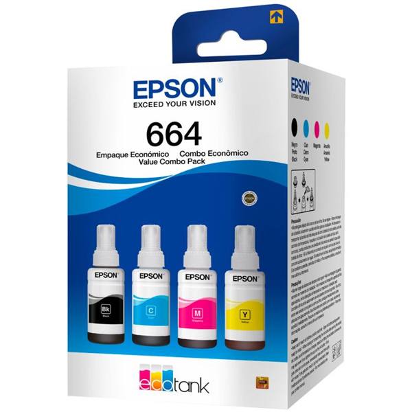 Kit de Refil para Tanque de Tinta Epson com 4 Cores T664 — foto do produto em fundo branco