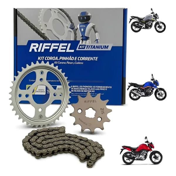 Kit Relaçao Titan Fan Start 160 Riffel Aço — foto do produto em fundo branco
