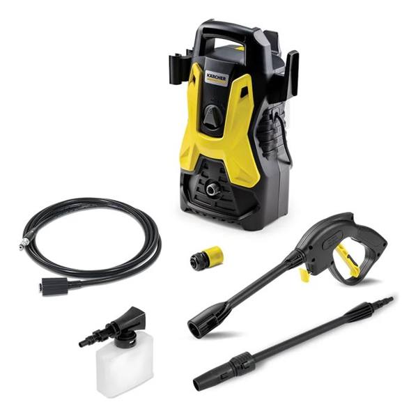Lavadora De Alta Pressão Kärcher Prática Black 1500 Psi/libras 1400w 300l/h Com Aplicador De Detergente E Lança Regulável — foto do produto em fundo branco