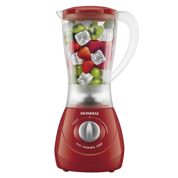 Liquidificador Mondial Easy Power 1,5L 2 Velocidades 550W L-550-R — foto do produto em fundo branco