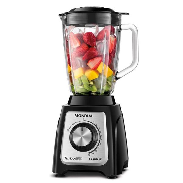 Liquidificador Mondial Turbo Glass L-1400-GI 2,2L 12 Velocidades 1400W — foto do produto em fundo branco