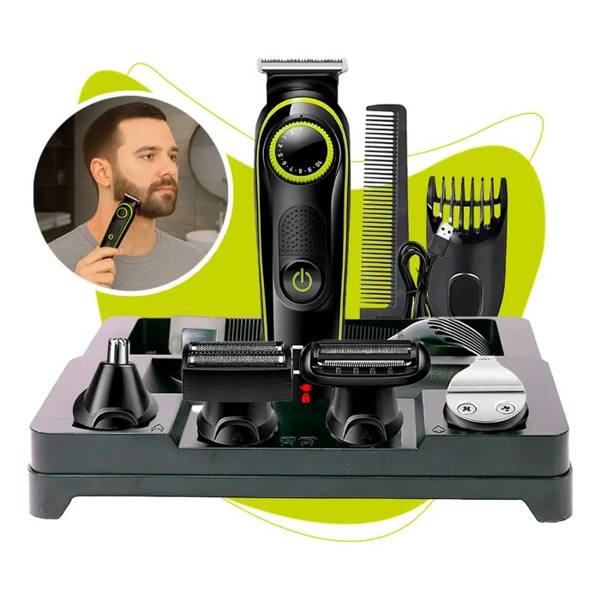 Máquina De Cortar Cabelo Fazer Barba Barbeador Acabamento Pelo B-Max Bmc036 5 Em 1 Cor Preto — foto do produto em fundo branco