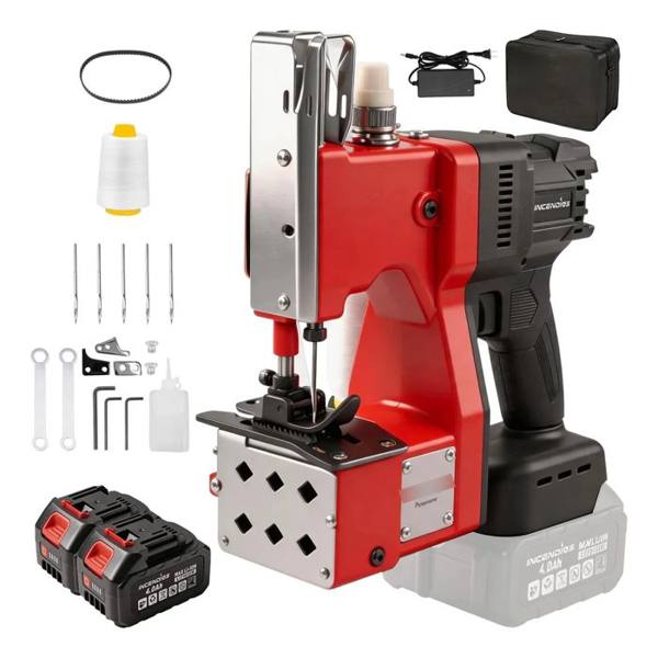 Máquina De Costura Elétrica Sem Fio Incendios Vermelho — foto do produto em fundo branco