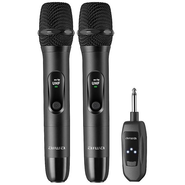 Microfone AIWA AWS-MIC-01 Dinâmico Duplo Sem Fio — foto do produto em fundo branco