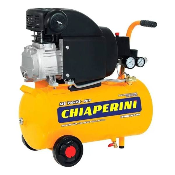 Motocompressor De Ar Elétrico Chiaperini 21 Litros Com Rodas — foto do produto em fundo branco
