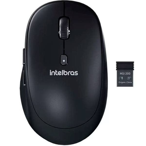 Mouse Sem Fio Intelbras MSI200 Sensor Óptico Click Silencioso — foto do produto em fundo branco