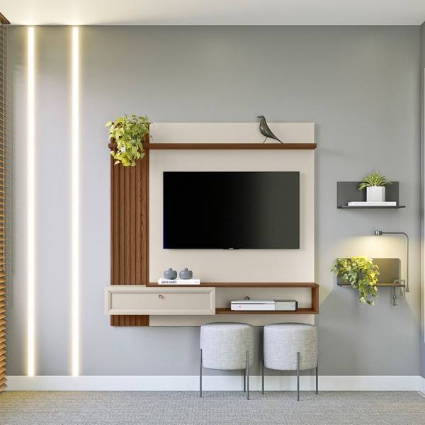 Painel para TV até 55” 1 Porta Basculante Alvorada Linea Brasil — foto do produto em fundo branco