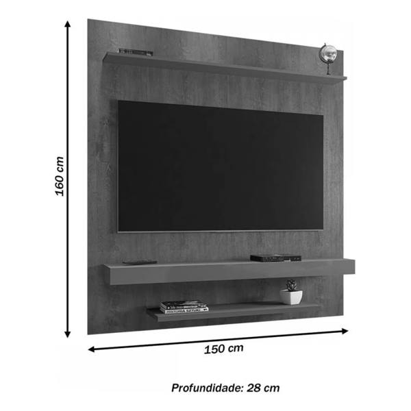 Painel Para Tv Até 60 Polegadas Leme 2 Prateleiras Cor Marrom-escuro — foto do produto em fundo branco