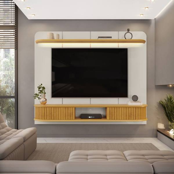 Painel para TV até 75" 2 Portas LED DJ Móveis Capri — foto do produto em fundo branco