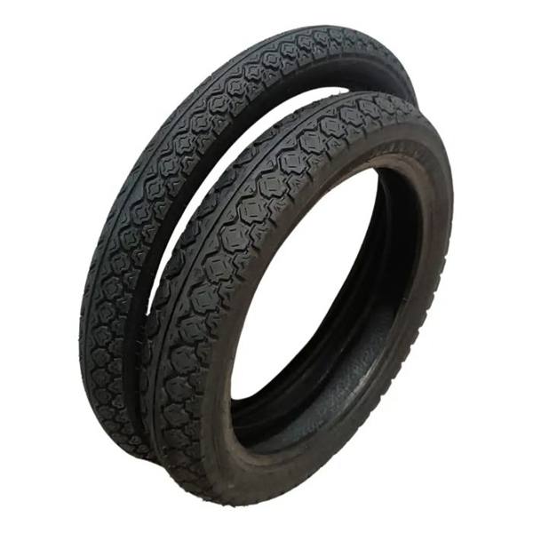 Par Pneus Biz 100 Biz 125 Pop 100 110 60/100-17 + 80/100-14 — foto do produto em fundo branco