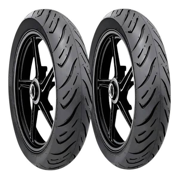Pneu Technic 100/80-18 + 80/100-18 S/c Cg 160 Titan — foto do produto em fundo branco