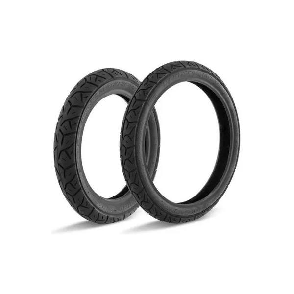 Pneus Pro Tork Motos Biz 100/110/125 Pop 100/110 Modelo 80/100-14 e 2.50-17 — foto do produto em fundo branco