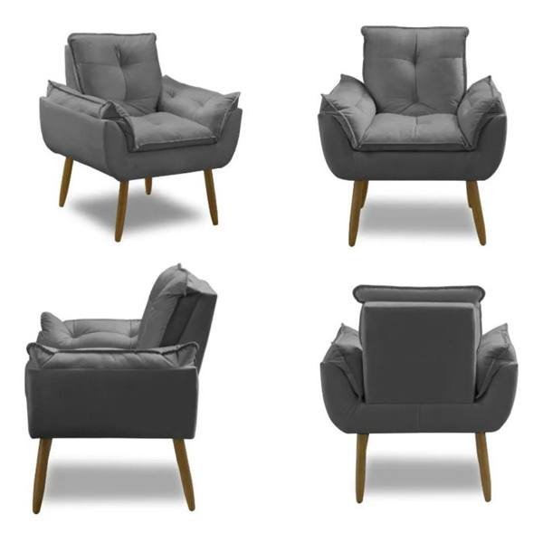 Poltrona Decorativa Opala Suede Para Sala Arapongas Luxo — foto do produto em fundo branco