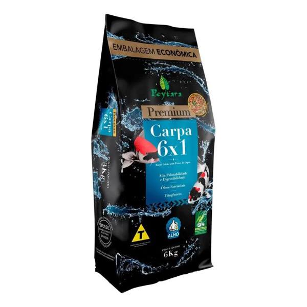 Ração Poytara Premium para Carpas 6x1 6kg — foto do produto em fundo branco