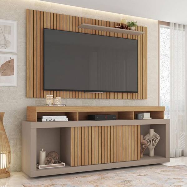 Rack com Painel Para TVs até 60" MDP 2 Portas New Oscar Caemmun — foto do produto em fundo branco