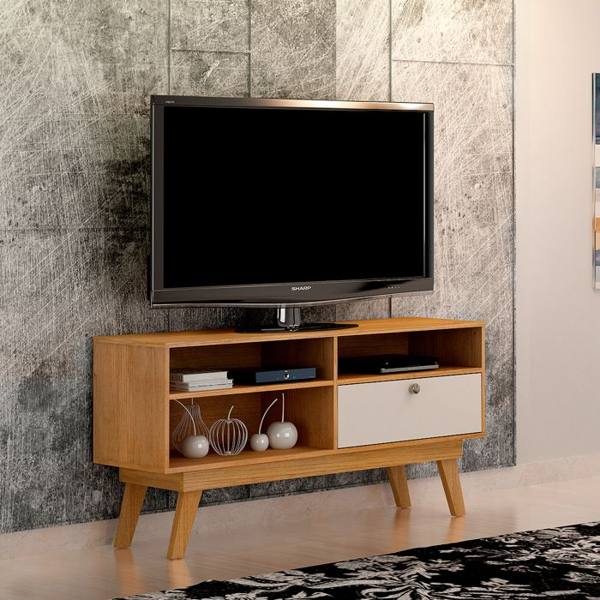 Rack sem Painel para TV até 50" 1 Porta 3 Nichos Houston Valdemóveis — foto do produto em fundo branco