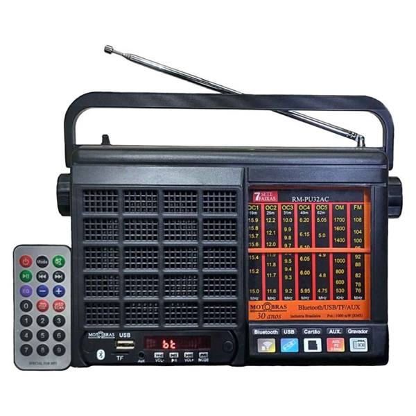 Rádio Portátil Motobrás RM-PU32AC 7 Faixas AM/FM/OC 1000mW Bluetooth — foto do produto em fundo branco