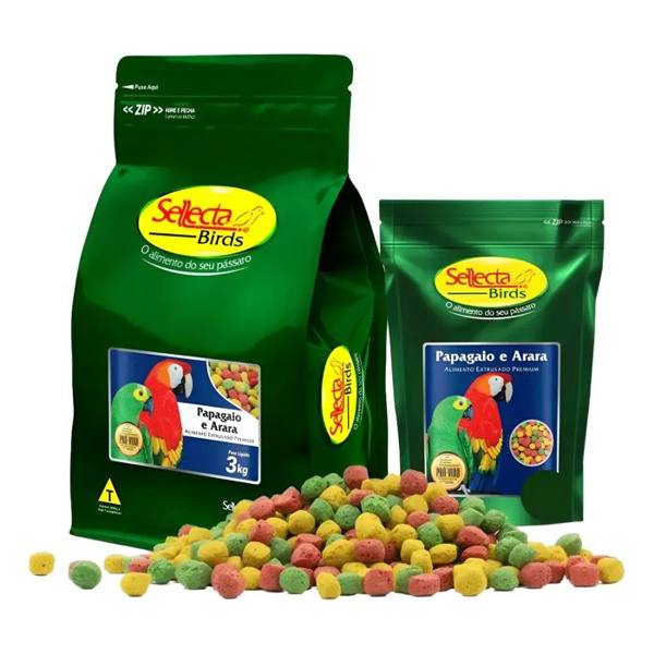 Sellecta Ração Extrusada 3kg Para Papagaio E Arara — foto do produto em fundo branco