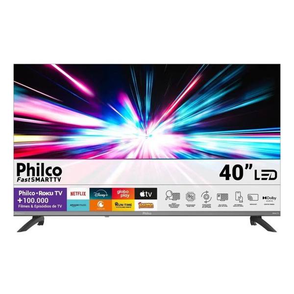 Smart Tv Philco 40 P40vik Led Roku Dolby Audio Wi-fi Hdmi Hdr Full Hd — foto do produto em fundo branco