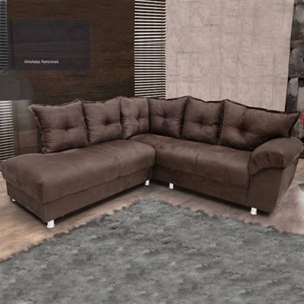 Sofá de Canto 5 Lugares 210cm Revestimento em Suede Gazin Chicago — foto do produto em fundo branco
