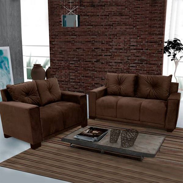 Sofá Fixo 2 e 3 Lugares Revestimento Suede Unique Gazin — foto do produto em fundo branco