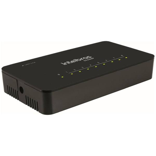 Switch Intelbras S1108F 10/1000Mbps 8 Portas 4760117 — foto do produto em fundo branco