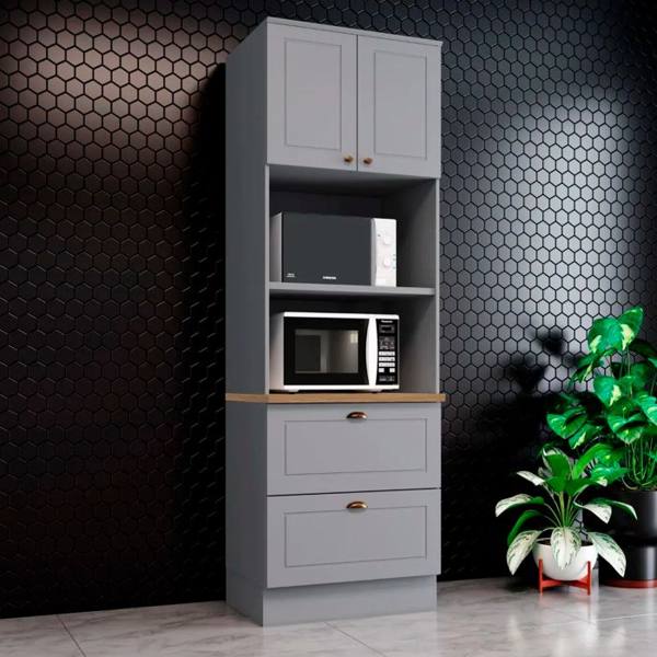 Torre Quente 2 Nichos para Forno 2 Portas 2 Gavetas MDF Americana Henn — foto do produto em fundo branco