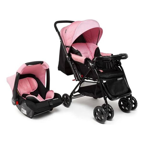 Travel System Cosco Kids, Reverse, 0 a 15kg, Rosa Rajado — foto do produto em fundo branco