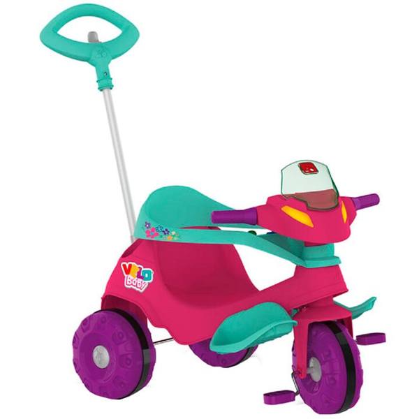 Triciclo Infantil Bandeirante Velobaby de Pedal com Empurrador — foto do produto em fundo branco