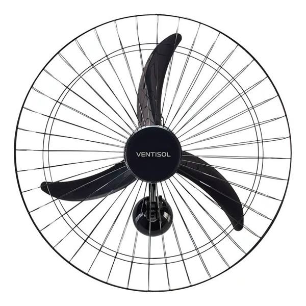 Ventilador de parede Ventisol Comercial preto 200w com 3 pás de plástico — foto do produto em fundo branco